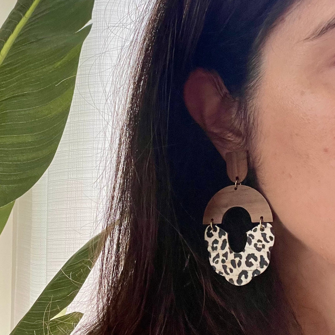 Wood Spotted Statement Earrings