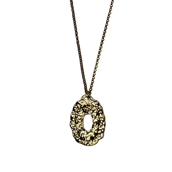 Oval Hammered Gold Necklace